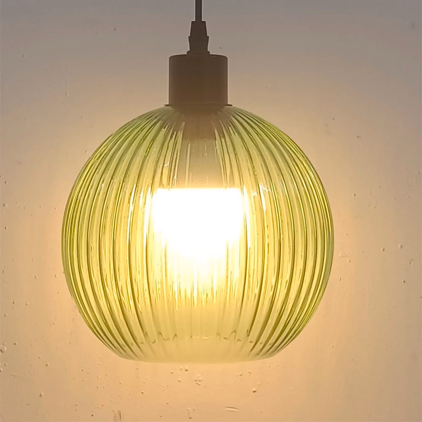 First Choice Lighting Betchley Set of 2 Green Ribbed Glass Globe Pendant Lights with Black Accents – 3