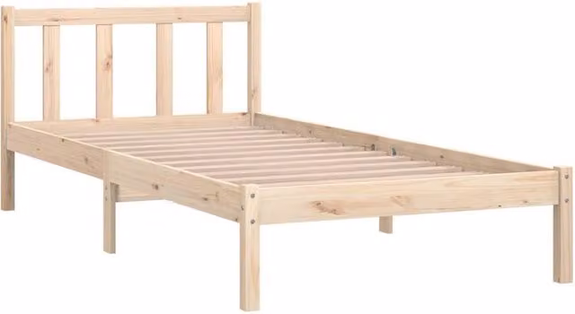 Berkfield Home Modern Small Single Solid Wood Pine Bed Frame, Beige, W/D/H: 75 x 190 x 80.5 cm