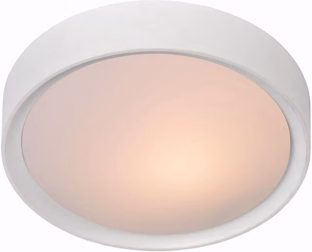 Lucide Lex Modern Round Flush Ceiling Light in White, Diameter: 33 cm