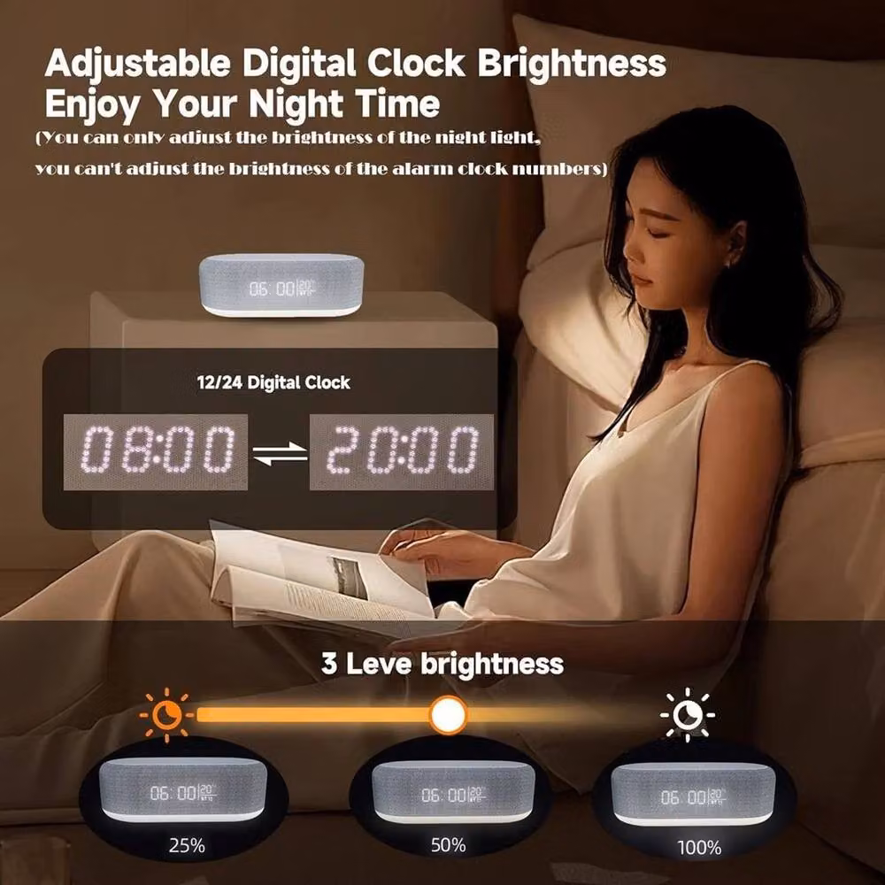PAWNORA Digital Alarm Clock with 15W Charging in Grey – 4