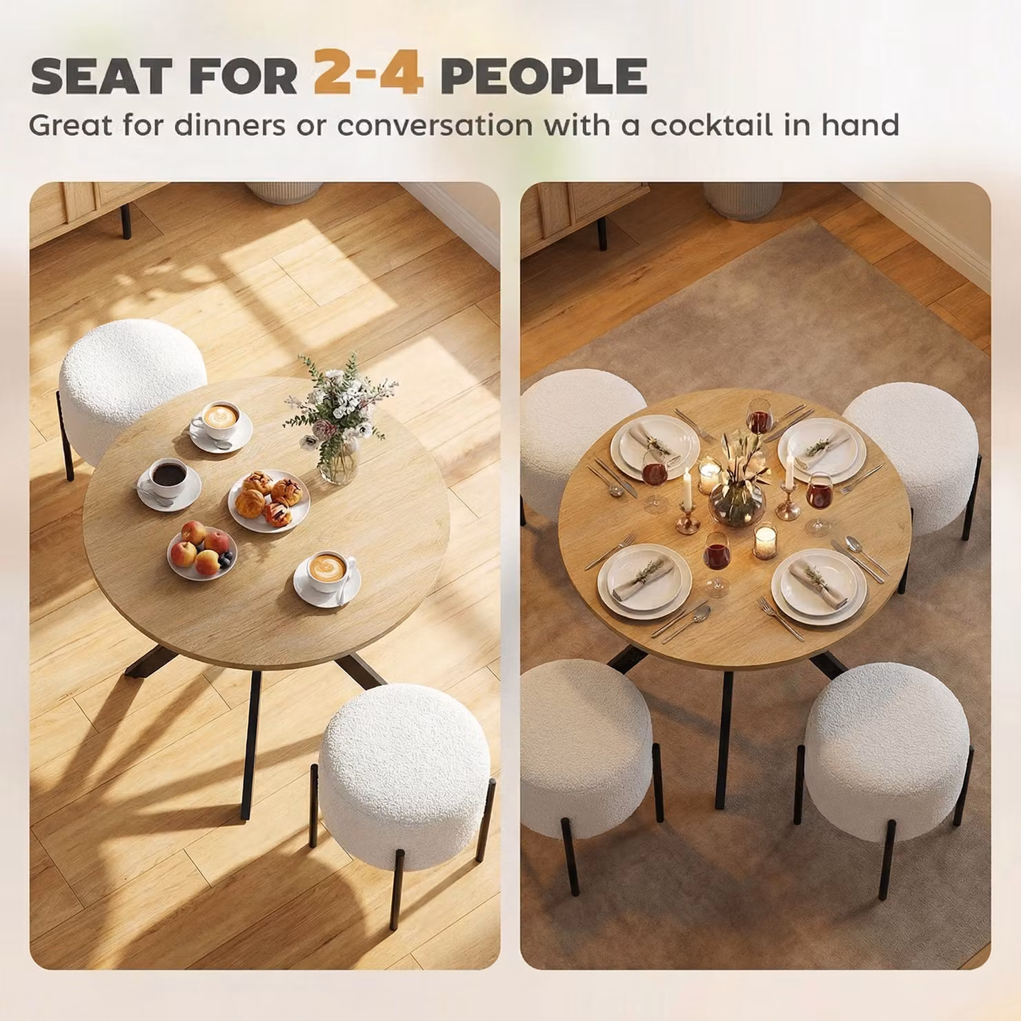 HOMCOM Industrial Round Dining Table in Brown and Black, Diameter: 80 cm, Height: 75 cm – 4