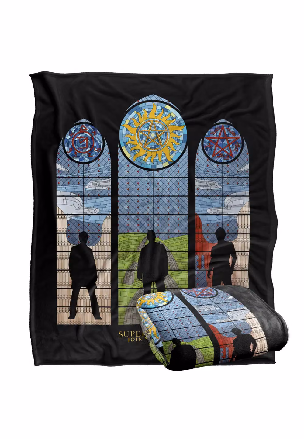 Warner Brothers Supernatural Stained Glass Silky Touch Super Soft Throw Blanket, White and Multicolour, W x D: 152.4 x 127.0 cm – 2