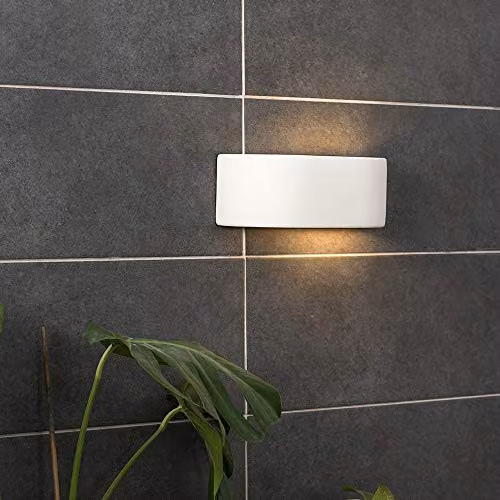 ValueLights Modern White Ceramic Planter Style Flush Wall Lamp with Upward Light Filtering Design – 2