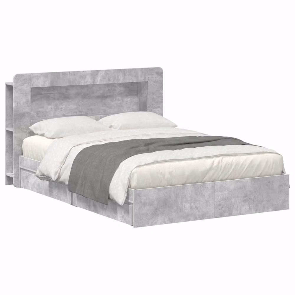 Berkfield Home Modern Bed Frame with Storage Drawers in Concrete Grey, W/D/H: 150 x 200 cm – 2