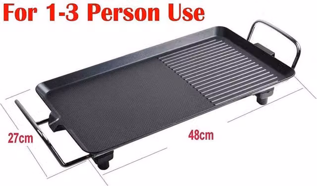 NESTLUNE Black Electric Teppanyaki Grill Tabletop BBQ Hot Plate