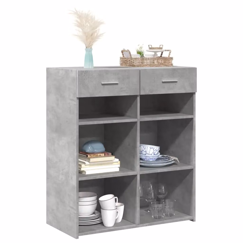 Berkfield Home Sideboard in Concrete Grey, W/D/H: 80 x 42.5 x 93 cm – 3