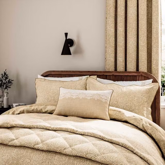 1951 Layla Kingsize Reversible Damask Duvet Cover and Pillowcase Set, Gold, W: 180 cm x H: 200 cm – 1