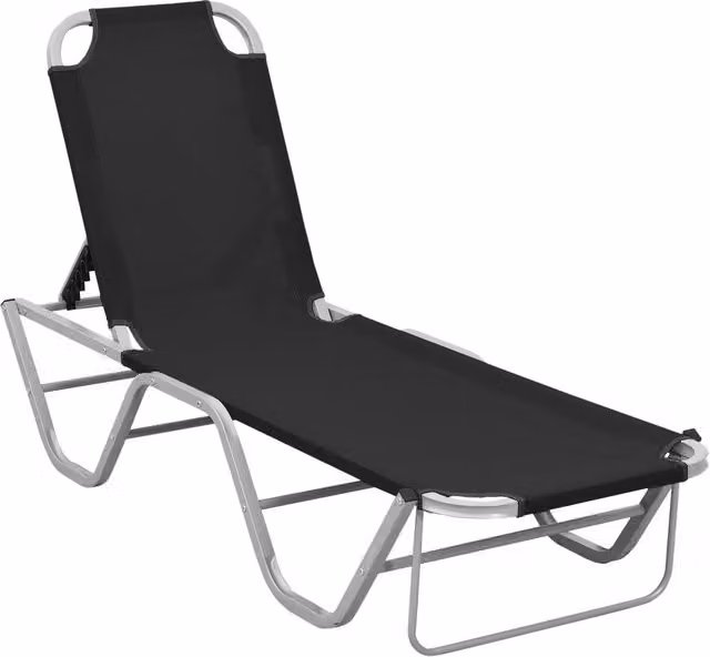 Berkfield Home Sun Lounger in Black Powder Coated Aluminium and Textilene Fabric