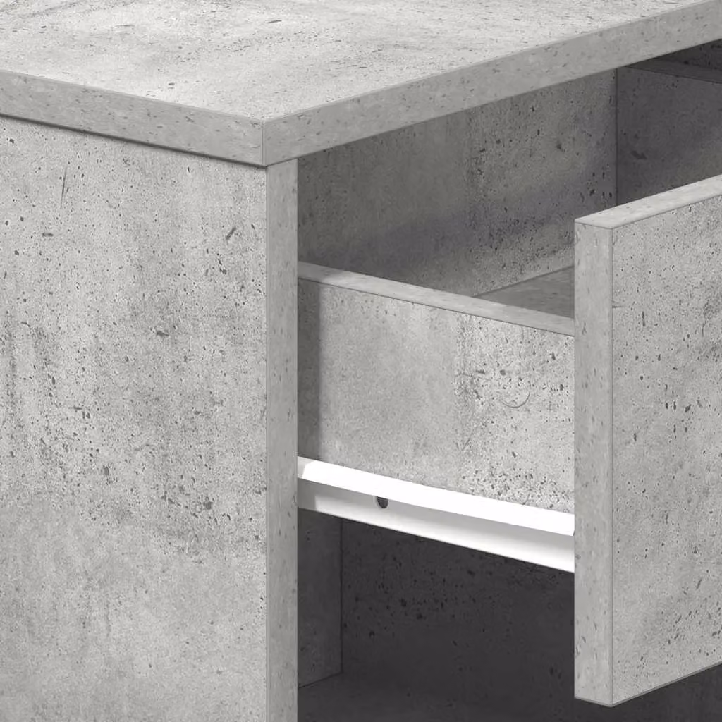 Berkfield Home Bedside Cabinet with Drawer in Concrete Grey and Brown, W: 39 cm, D: 28 cm, H: 41 cm – 3