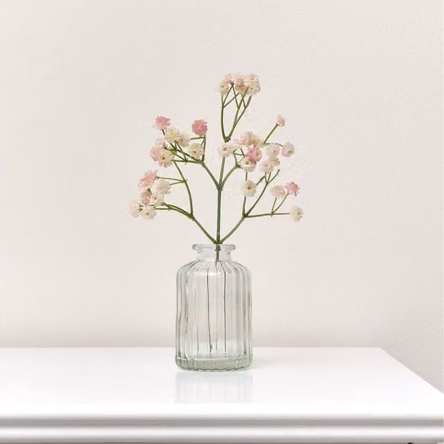 Melody Maison Ribbed Glass Bottle Vase, Clear, H 10 cm x W 10 cm x D 10 cm