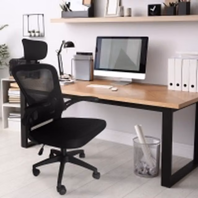 Alivio Ergonomic Modern Office Chair with Headrest and Armrests in Black Fabric