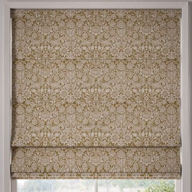 William Morris At Home Sunflower Blackout Roman Blind in Yellow Floral Design