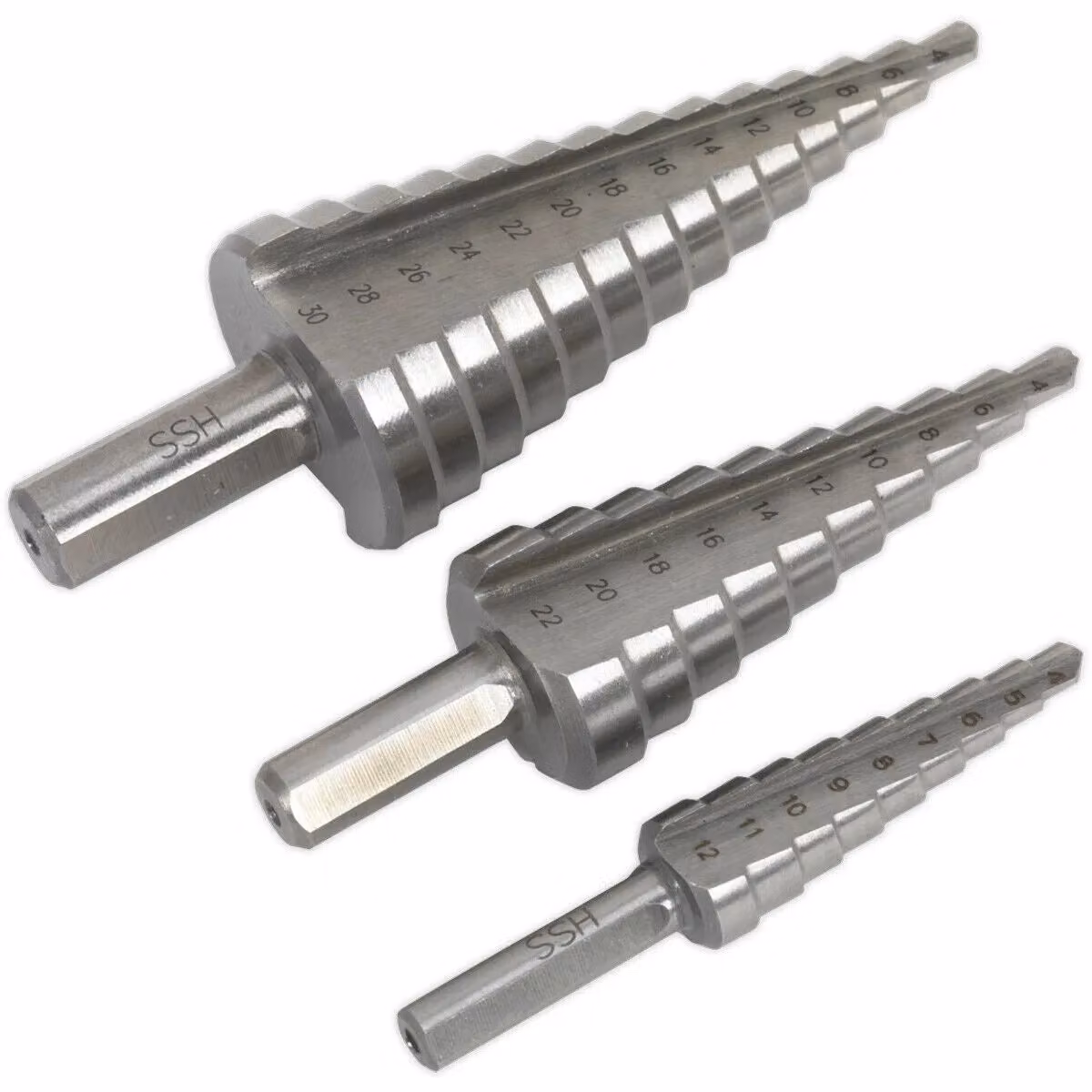 Loops 3 Piece HSS Double Flute Twist Drill Bit Set in Silver and Multicolour – 3