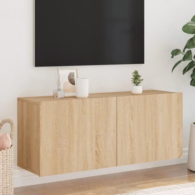 Berkfield Home Wall-mounted Sonoma Oak TV Cabinet in Brown, W/D/H: 100 x 30 x 41 cm