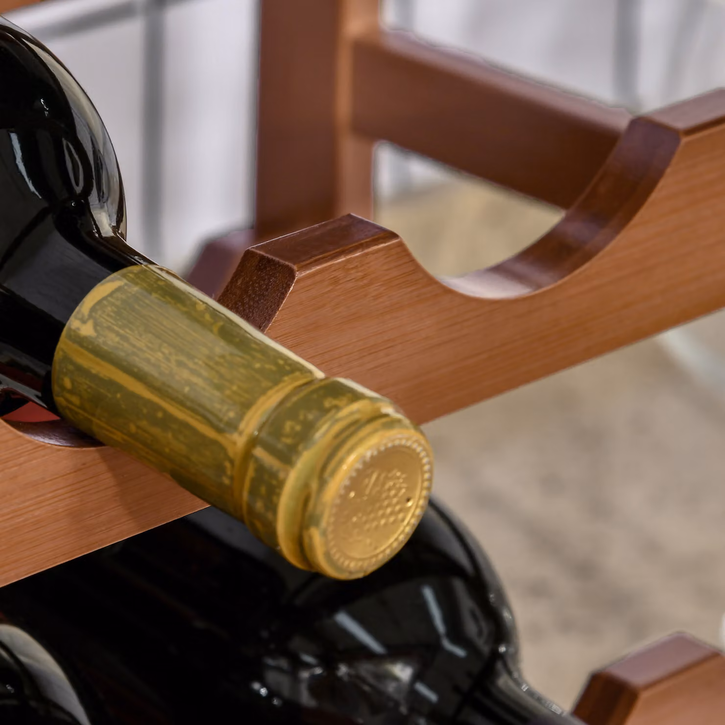 HOMCOM 4-Tier Free Standing Bamboo Wine Rack and Bottle Holder in Brown – 8