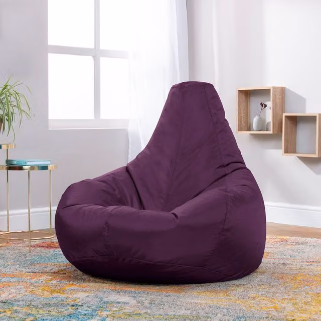 ICON Dalton High Back Adult Gaming Bean Bag Chair in Purple Fabric for Indoor and Outdoor Use