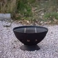Primrose Black Cast Iron Fire Pit Bowl with Supporting Grill, Diameter: 56 cm