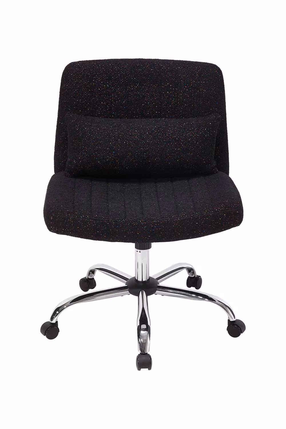 Living and Home Chenille Cross Legged Office Chair with Wide Seat and Lumbar Pillow in Black – 5