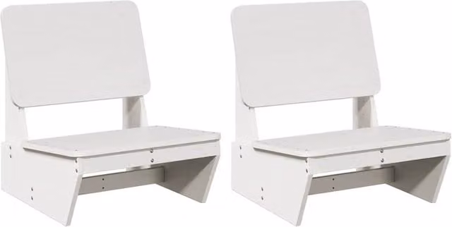 Berkfield Home Set of 2 White Rustic Solid Pine Garden Chairs, W: 60 cm, D: 64 cm, H: 70.5 cm