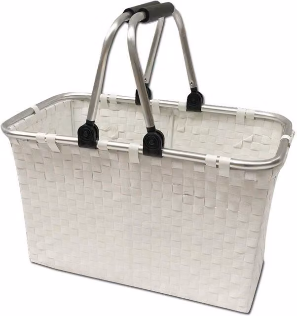 Arpan Large White Collapsible Laundry Basket and Storage Hamper with Aluminium Frame