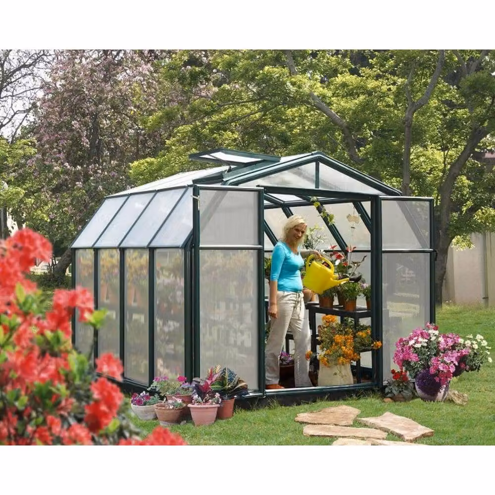 Palram Hobby Gardener Polycarbonate Greenhouse in Green, W: 266 cm, D: 266 cm, H: 208 cm – 2