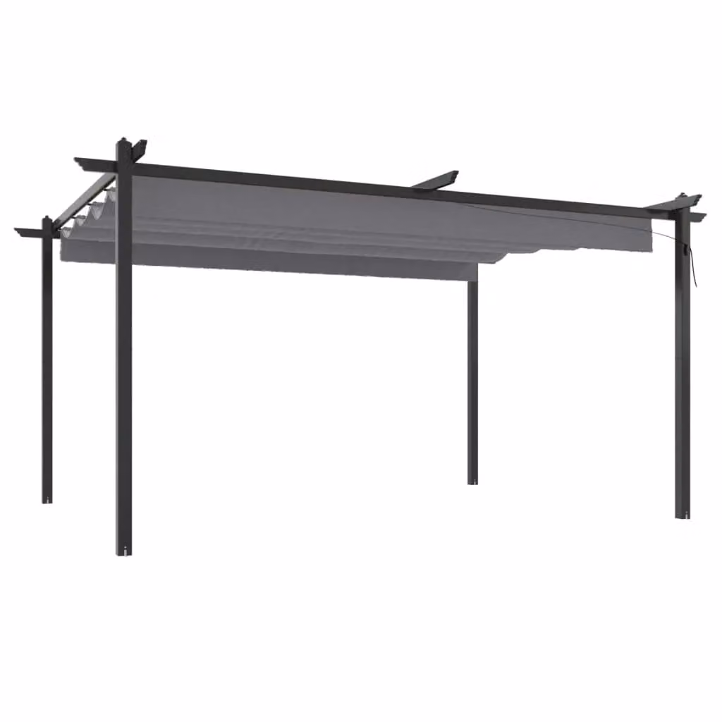 Berkfield Home Garden Gazebo with Retractable Roof, Anthracite and Black, W: 400 cm, D: 300 cm – 2