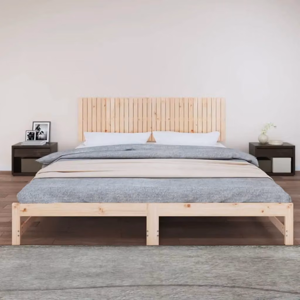 Berkfield Home Rustic Solid Wood Pine Wall Mount Headboard in Brown, W/D/H: 204 x 3 x 60 cm – 1