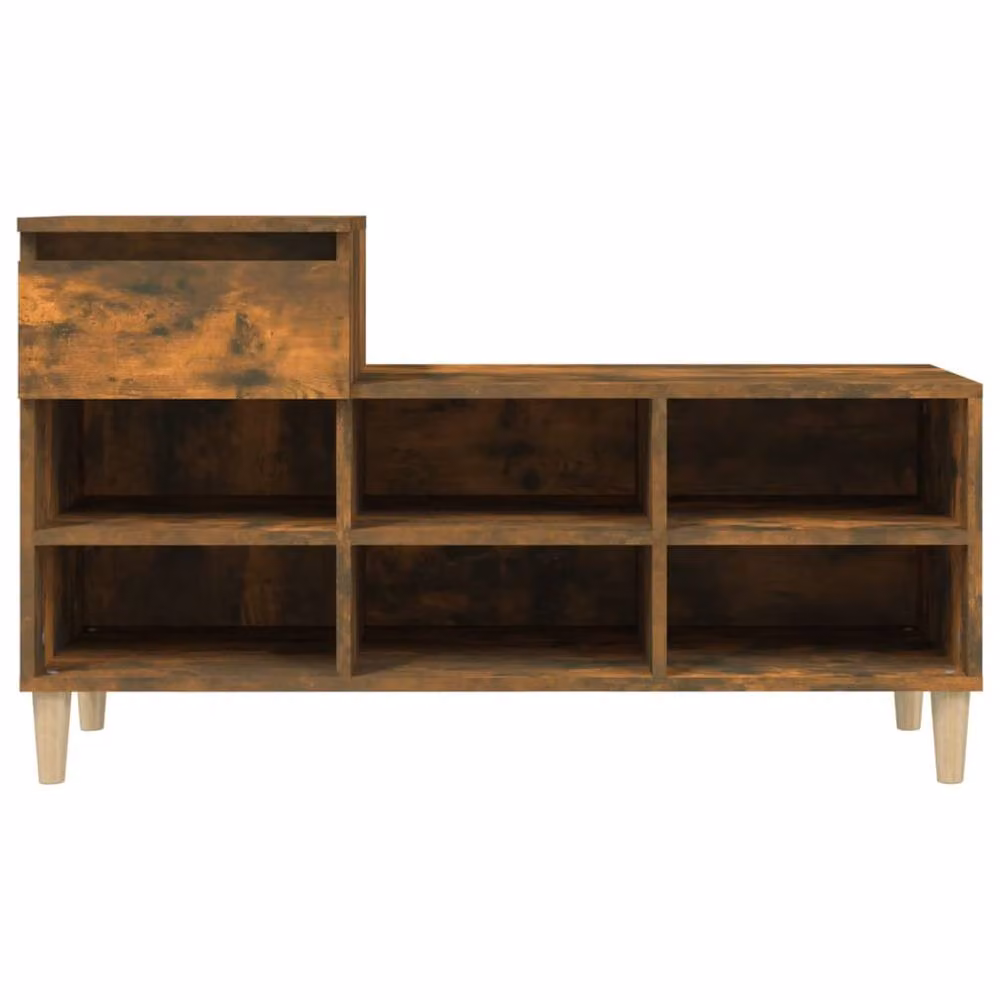 Berkfield Home Smoked Oak Shoe Cabinet in Brown, W/D/H: 102 x 36 x 60 cm – 4