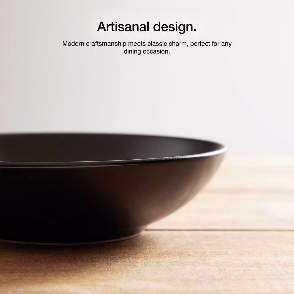 VonShef 16-Piece Matte Black Stoneware Dinner Set for 4 People – 3