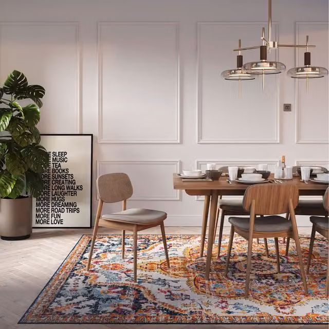 The Rug House Multicolour Geometric Classic Rectangular Living Area Rug W: 170 cm, D: 120 cm