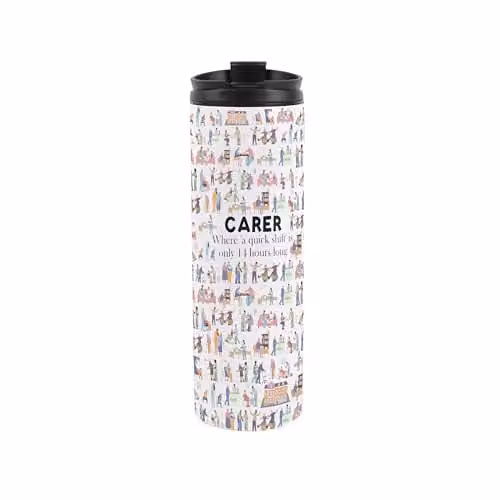 Purely Home Carer Travel Mug, Multicoloured Reusable Stainless Steel Vacuum-Sealed Flask with Lid, 500ml – 1