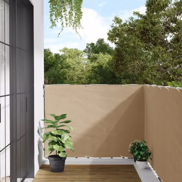 Berkfield Home Modern Balcony Screen in Beige, W: 120 cm, H: 600 cm