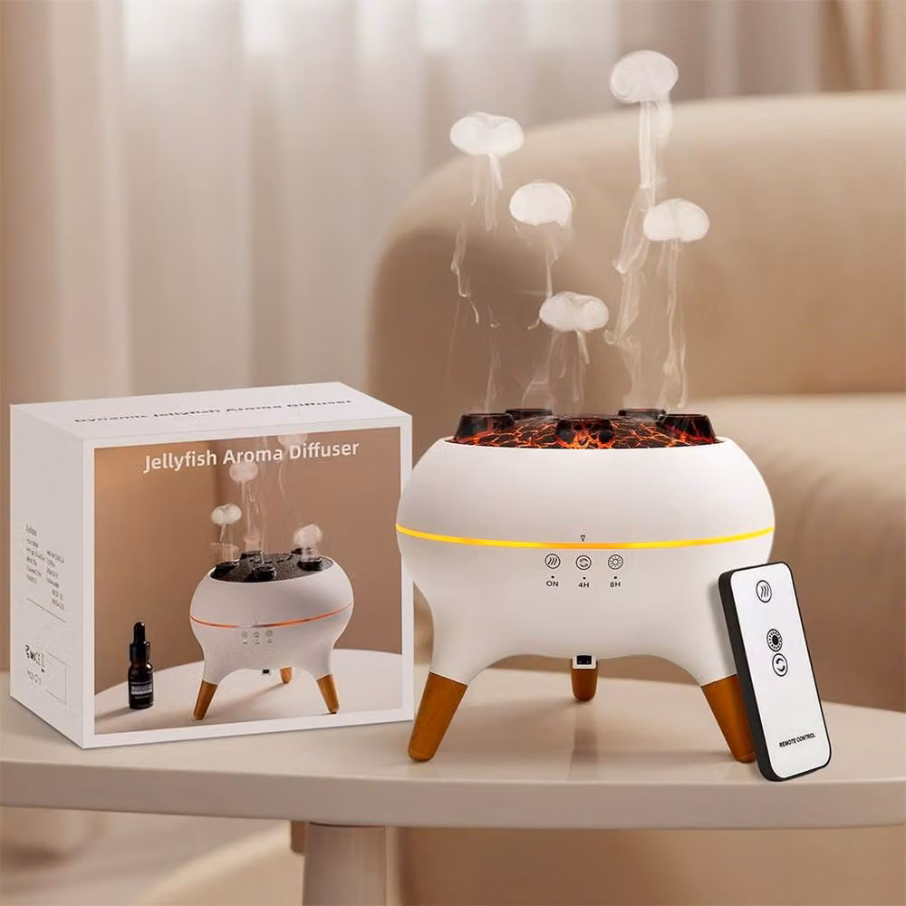 Kelvenix Dynamic Jellyfish Essential Oil Diffuser and Humidifier with Remote Control, White and Multicolour – 4