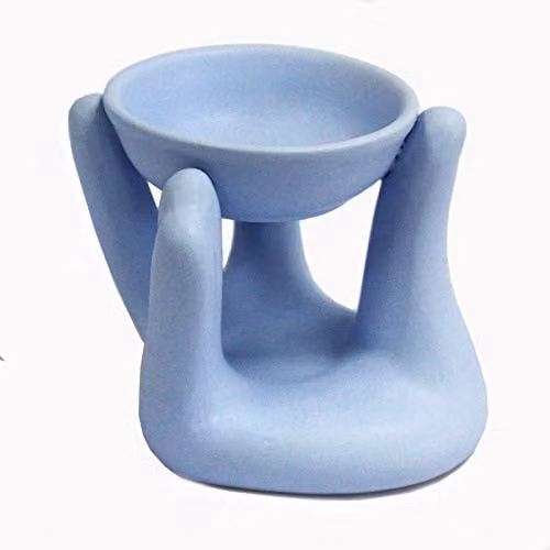 Ancient Wisdom Open Hands Ceramic Oil Burner in Blue