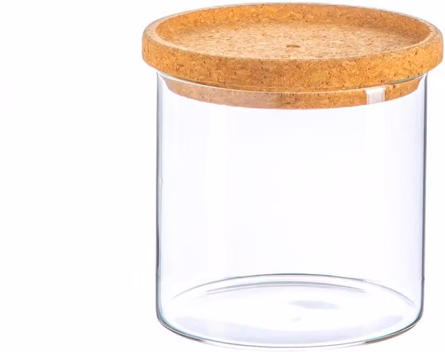 Argon Tableware Scandi Storage Jar with Cork Lid, Transparent and White, 0.55 l