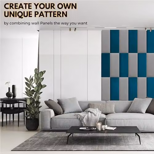 Novecrafto Set of 4 Velvet Upholstered Wall Panels in Grey, W: 80 cm, H: 30 cm – 6