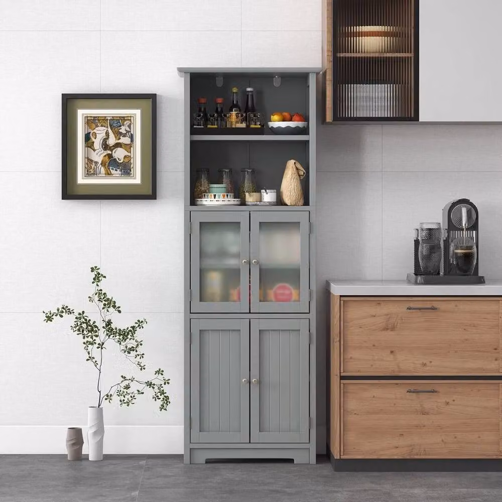 Kelvenix Freestanding Lacquered MDF Tall Storage Cabinet in Grey, W: 60 cm, H: 60 cm – 3