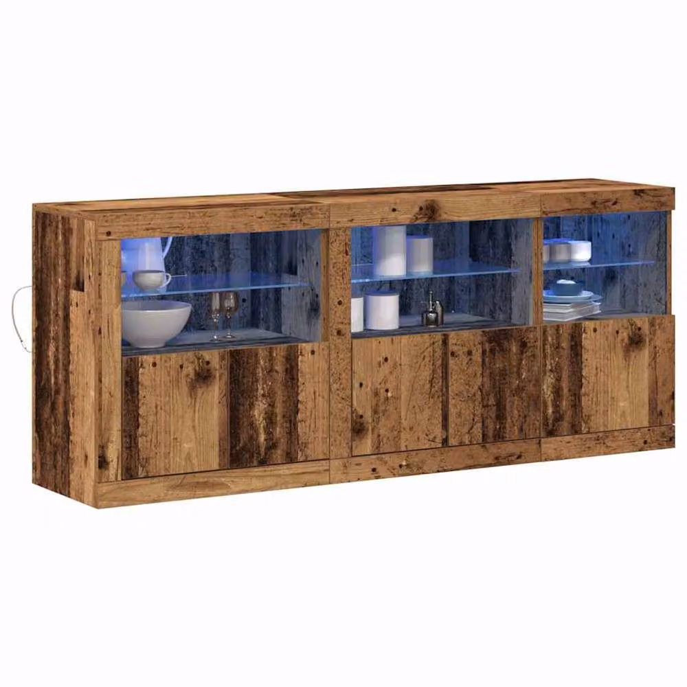 Berkfield Home Rustic Brown Engineered Wood Sideboard with Integrated LED Lights, W/D/H: 162 x 37 x 67 cm – 3