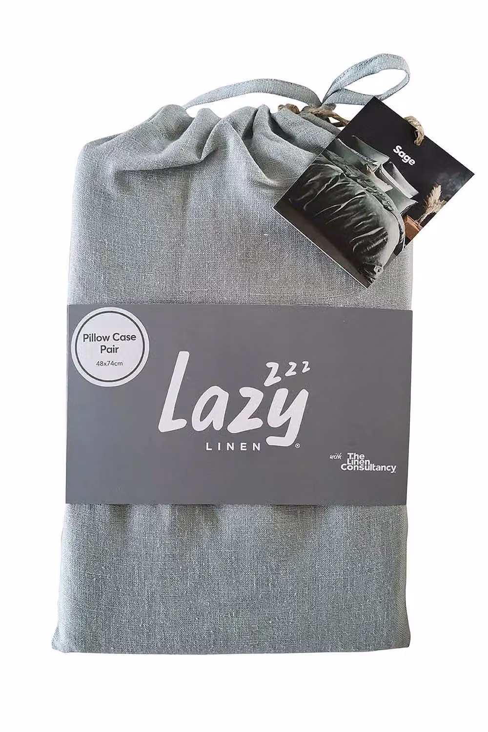 Lazy Linen Pure Washed Linen Pillowcase Pair in Green – 2