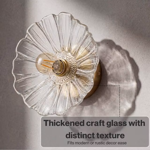 Emitto Set of 2 Flower Design Ceiling Lights with Transparent Glass and Gold/Brass Metal Fixtures