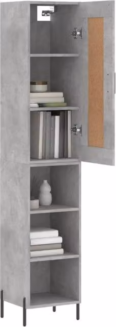 Berkfield Home Highboard in Grey with Hinged Doors and Internal Shelves, W/D/H: 34.5 x 34.0 x 180.0 cm – 1