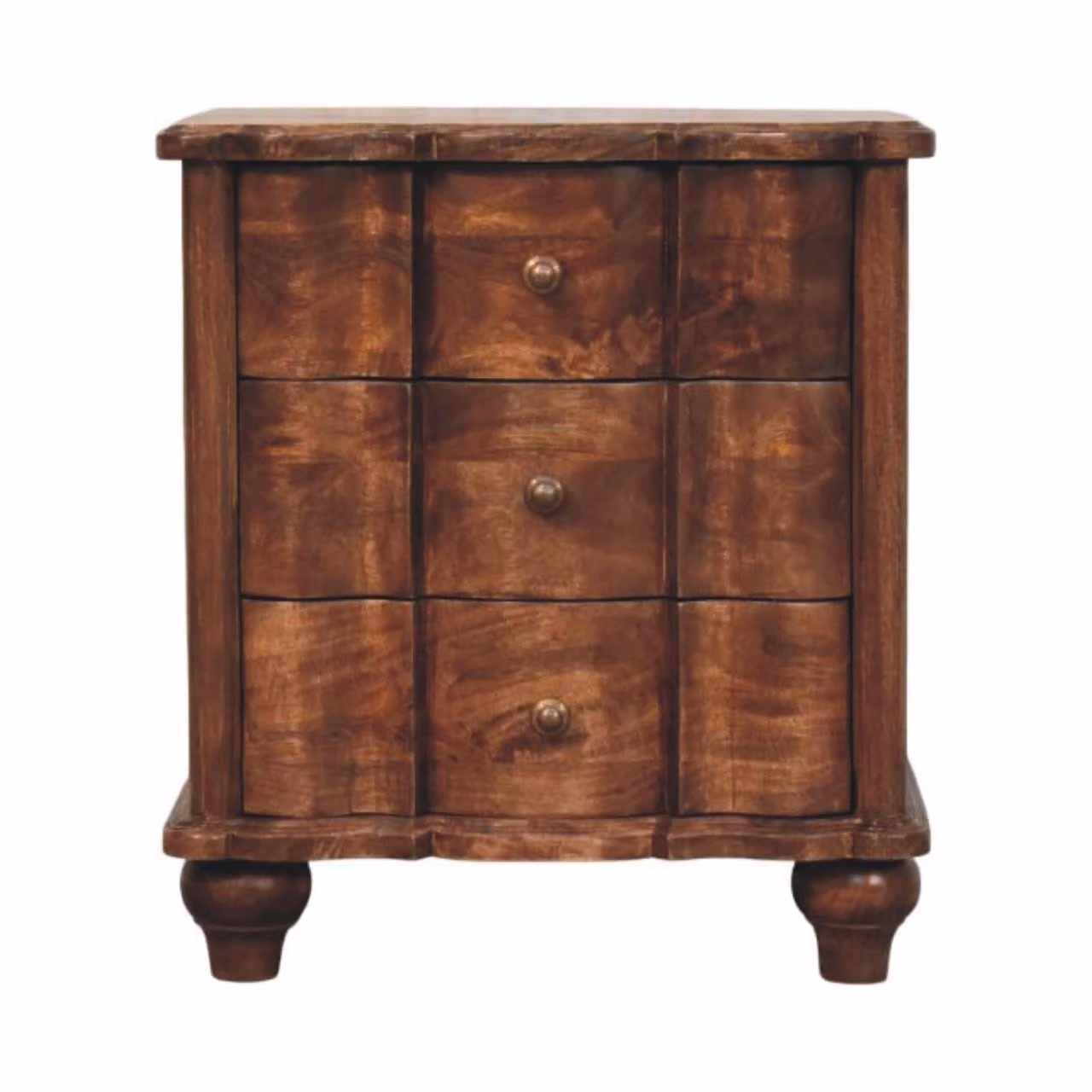 Aosom UK Valencia Solid Mango Wood Bedside Table with 3 Drawers, Brown, W/D/H: 55 x 40 x 63 cm – 2