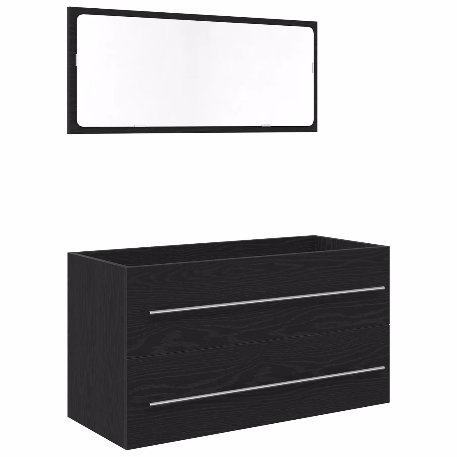 Berkfield Modern Wall-Mounted Home Sink Cabinet with Mirror in Black Oak, W/D/H: 90 x 45 x 1.5 cm – 2