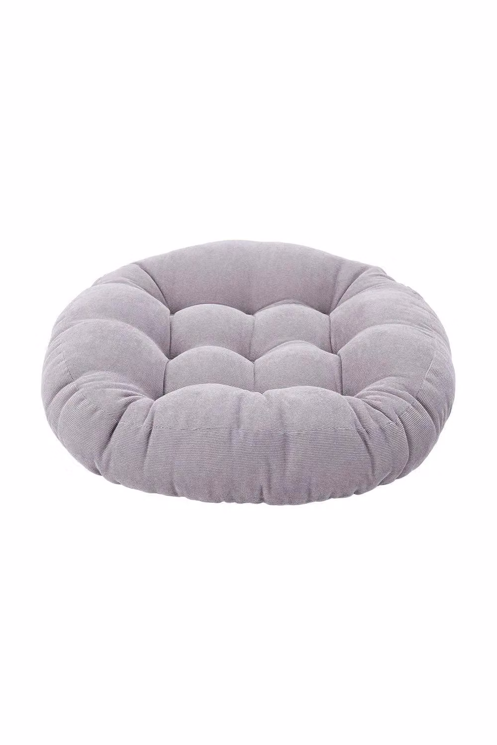 H&O Direct Round Corduroy Cotton Tatami Seat Cushion for Adults, Grey, Diameter: 50 cm – 2