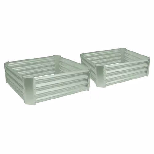 Harbour Housewares Pack of 2 Green Galvanised Steel Raised Garden Beds, W/D/H: 90 x 90 x 30 cm