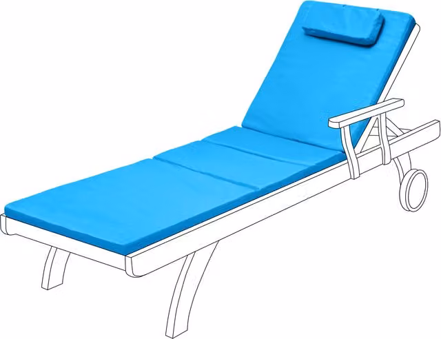 Gardenista Weatherproof and UV-Resistant Rectangular Outdoor Garden Sun Lounger Cushion Pad in Turquoise