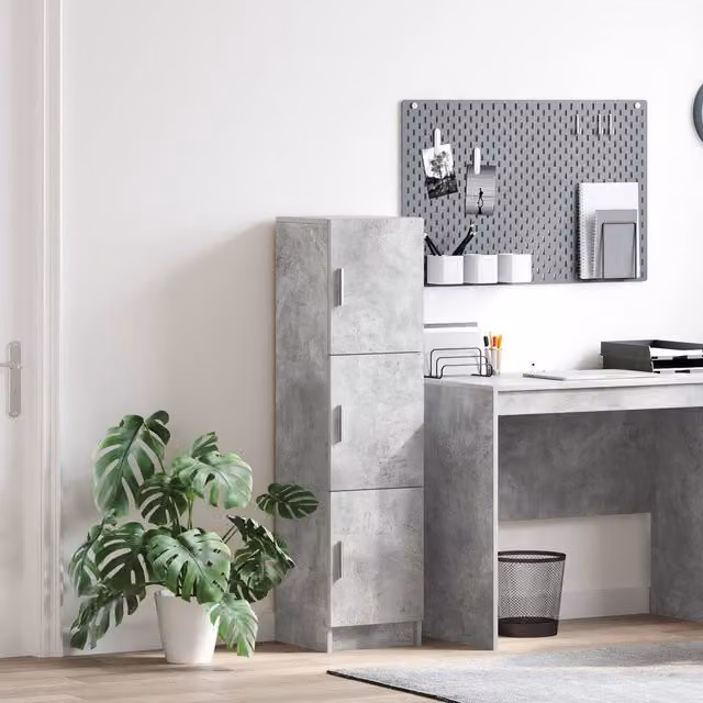 Berkfield Home Large Modern Grey Sideboard in Matt Concrete Grey MDF – 1