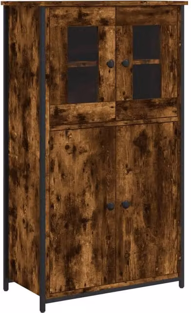 Berkfield Home Modern Smoked Oak Highboard in Brown, W/D/H: 62 x 32 x 106.5 cm – 1