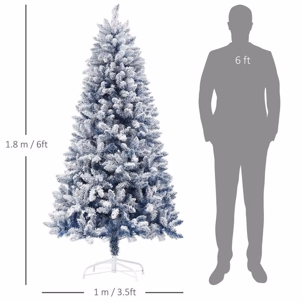 STILVORA Blue Snow Flocked Artificial Christmas Tree, Height: 180 cm – 2