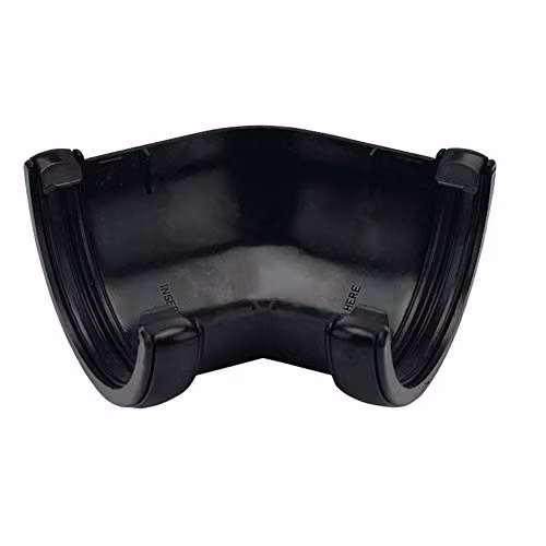 FloPlast 112mm Round Gutter Pipe 135 Degree Angle, Black